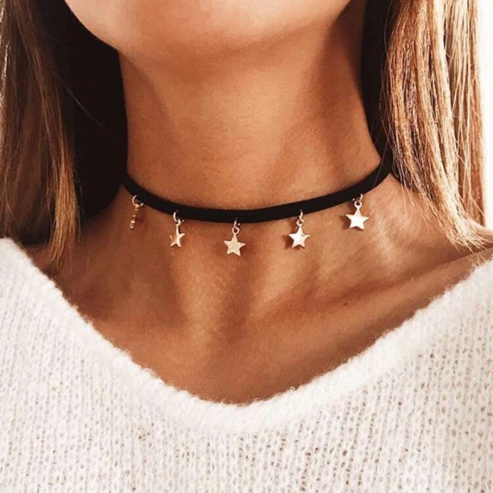 Black & Gold Dainty Star Choker